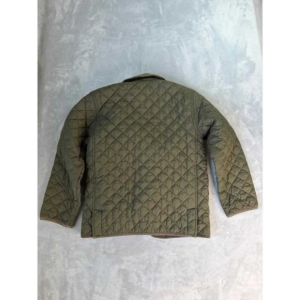 Polo Ralph Lauren Quilted Barn Jacket Corduroy Collar Green Youth Small 8-10